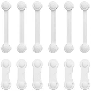 12 Pi&egrave;ces Bloque Porte B&eacute;b&eacute;, 6 Styles Longs et 6 Styles Courts, Bloque Tiroir Securite Enfant, Bloc Porte Securite Bebe, S&eacute;curite Domestique, Securite Placard Enfant, Blanc (DINODANUBE TRADING, neuf)