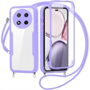 FERLAN Coque avec Cordon pour Honor X9C/Honor X6 Pro, Collier Ajustable,Coque Antichoc Housse avec Protection &eacute;cran, 360&deg; Protection Case Robuste Double Bumper Etui Int&eacute;grale (Violet) (BiBoDan, neuf)