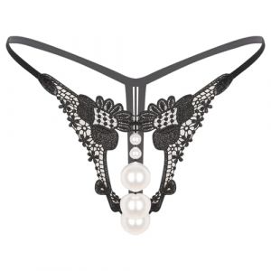 inhzoy Tangas &agrave; Perle pour Femmes Broderie sous-v&ecirc;tements Sexy Thong Ficelle Lingerie G-String Culotte de Nuit Noir A XL (inhzoy eu, neuf)