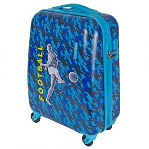 PERLETTI Valise Cabine Enfant Football en ABS Serrure à Combinaison - Bagage à Main Bleu Camouflage Footballeur Garçon - Trolley Rigide 4 roulettes Poignée Télescopique - 51x35x20 cm (Football, XS) (PERLETTI, neuf)