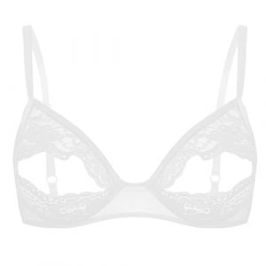 Freebily Femme Brassi&egrave;re Soutien-Gorge Ouvert Bralette sans Bonnet Seins Nu Lingerie Bra Erotique Plaisir Lingerie Tentation Bustier Nightwear Clubwear K Blanc 3XL (MissPretty, neuf)