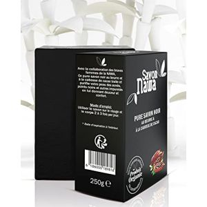 Pure savon noir NAWA, savon gommant, anti-tache apaisant et nourrissant pour n importe quel type de peau, pour homme et femme au beurre et la cabosse de cacao 250g (OBBBeauté, neuf)