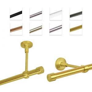 MDEKOR Tringle à rideaux 140 cm - Tringle à rideaux pour montage mural ou au plafond - Laiton doré en métal - Diamètre : 19 mm (trendyhome, neuf)