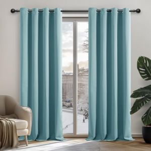 Deconovo Rideaux Occultants Isolant Thermique Anti Froid, Design Moderne à Oeillets, Rideaux pour Salon et Chambre, 117x229 CM (Largeur x Hauteur), Bleu Ciel, 2 Pièces (Deconovo-Home, neuf)