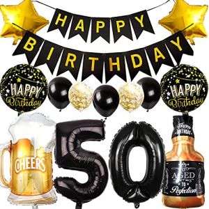 Ouceanwin Ballon 50 ans Anniversaire Décoration Hommes, Ballons Décoration Anniversaire 50 ans Femme, Ballon Bouteille de vin Bière Décoration Hélium Ballon Whisky pour 50 ans Anniversaire Fête Déco (Ouceanwin, neuf)