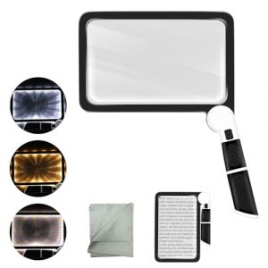 Loupe de Lecture 5X Pliable avec Lumière, Loupe Grossissante pour 48 LED et 3 Modes, Loupe Eclairante Portable pour Bijoutier Horlogers Artisanat, Loupe de Lecture à Main pour Les Personnes âgées (ZLBING, neuf)