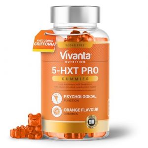 Gommes 5HXT Pro Griffonia 5HTP (Goût Orange) – Extrait de Griffonia Simplicifolia 200mg + Vitamine B6 – Complément Naturel de 5HTP Végétalien et Sans Sucre – 90 Gommes (Euro Nutrition Ltd, neuf)