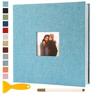 Album Photo Adhesif Vierge 33x32 CM Classeur Photo Livre Photo Personnalisable Scrapbook de Classe Mariage Livre D'or Enfant Bebe Carte Postale DIY, 40 Pages Bleu Clair (Semfalbuums, neuf)