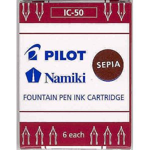 Boite 6 cartouches encre PILOT NAMIKI pour stylo CAPLESS plume IC-50 couleur SEPIA (PAPETERIE DU COLLEGE, neuf)