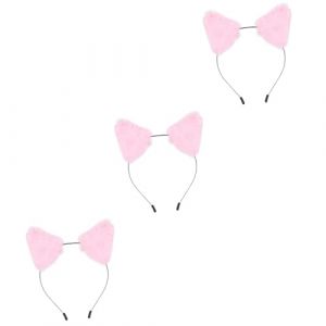 MAGICLULU 3 Pièces cerceau de cheveux d'oreille d'animal peigne à cheveux ancien bandes de cheveux pour les cheveux des femmes Bandeau métallique rose élastiques à cheveux tenues de fille (PanYuan Electronic, neuf)