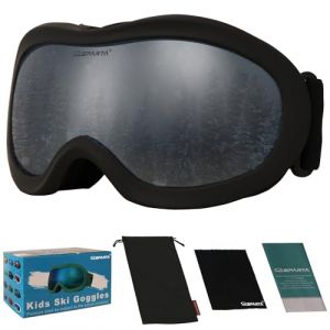 OUTDOORSPARTA Lunettes de ski pour enfants - casque pour garçon et fille lunettes de ski compatibles avec une protection UV à 100% (8. Bordure Noire, Plein Objectif Miroir Argent) (OutdoorSparta, neuf)