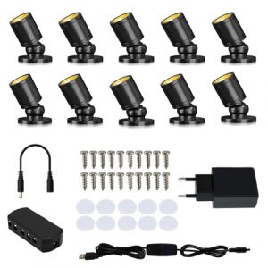 Gouzloyed Mini Spots LED Rotatif &agrave; 360&deg; 5V 1W Led Spotlight Aluminium USB Mini Bureau Spot Lights Blanc Chaud 3000K pour Illuminazione per Vitrine Armadietti Espositivi (10 Pi&egrave;ces-Blanc Chaud) (glowzone, neuf)