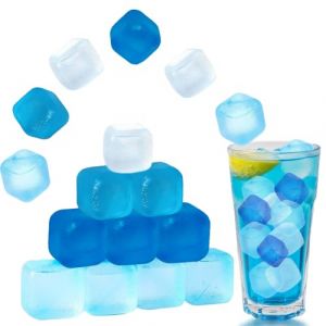 KEELYY Lot de 60 Glaçons Réutilisables en Plastique, sans BPA, pour Refroidir les boissons, Cocktails, Whisky, Vin, Bleu (Wonderful-U, neuf)