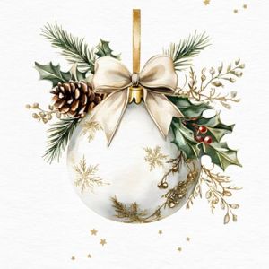 ti-flair Lot de 20 serviettes en papier avec motif Boule de No&euml;l Blanche 33 x 33 cm Convient &eacute;galement pour le d&eacute;coupage et la technique des serviettes (Malagro Versandhandel - Exp&eacute;dition depuis l'Allema, neuf)