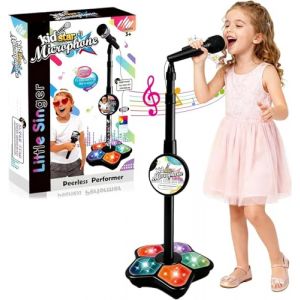 RuiDay Micro avec Support pour en-fants, Microphone Karaok&eacute; en-Fant, Mic-ro sur Pied, Micro Kidi Superstar, avec Micŕo Et Hauteur R&eacute;glable (Noir) (JIANyuc, neuf)