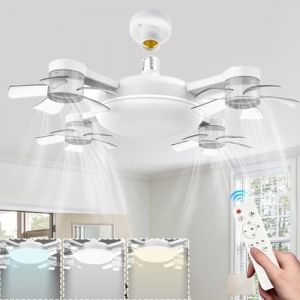Lustre Ventilateur De Plafond Silencieux Avec Lumiere Et Telecommande 30W Ampoule Ventilateur Plafond 4 Ventilateurs 3 Vitesses Plafonnier Ventilateur Led Dimmable Minuterie Pour Chambreà Coucher-Blan (juanzi--SHOP, neuf)