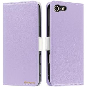 Butnyeoe Coque pour iPhone SE 2022/iPhone SE 2020 Rabat,Housse iPhone 8/iPhone 7 Clapet,Portefeuille Etui avec Fonction Support et Porte-Carte,Litchi Textur&eacute; Cuir/Antichoc Flip Cover Case.Violet Clair (Bartern, neuf)