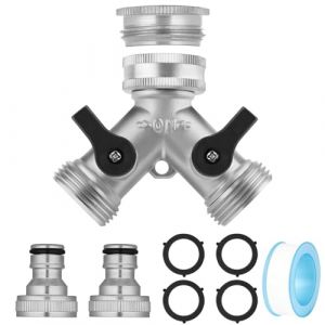 flintronic 3/4" 2 Voies Distributeur en Y en Laiton, Robinet Double Sortie avec 2 Robinets, Robinet Double Machine a Laver, R&eacute;partiteur d'eau pour Connexion de 2 Appareils pour Robinet Jardin (XJYEU, neuf)