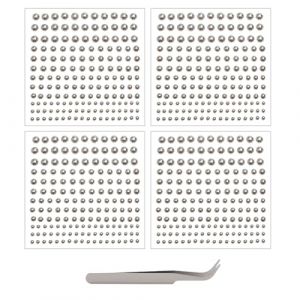 VOSSOT Lot de 4 feuilles de 660 faux piercings pour nez, l&egrave;vres, 2/3/4/5 mm, faux piercing de nez, faux piercing de nez, visage &agrave; paillettes, piercing de nez non p&eacute;n&eacute;trant avec pince &agrave; &eacute;piler (caixianli, neuf)