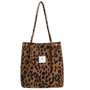 EIHI sac de plage femme sac leopard femme tote bag femme Tote Bag Sac en Velours Côtelé Bandouliere Cabas Femme Homme Sac Fourre Tout (EIHI, neuf)