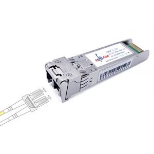 Elfcam - Module émetteur-Récepteur Fibre Optique SFP+ 10Gb, connecteur LC/UPC Duplex Multimode (OM3/OM4), 10GBase-SR SFP+ 850nm 300M, Compatible avec Cisco SFP-10G-SR et Open Switch,Une Unité (Elfcam® Fulfilment Service, neuf)