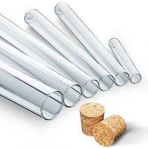 25x Éprouvettes en Verre de Laboratoire avec des Bouchons en liège aggloméré, Tubes à essai, Paroi épaisse (160 x Ø16 mm) (Tuuters, neuf)