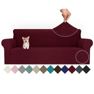 Ystyle Extensible Housse Canapé 4 Places, Universelle Housse De Canapé avec Accoudoirs, Housse Protection Canapém, Sofa Cover Antidérapante, Couvre Canapé pour Chiens Chats Animaux, Bourgogne (YSTYLE HOME, neuf)