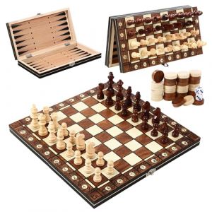 Jeu d'échecs magnétique, échiquier en Bois 3 en 1, Jeu d echec 29 x 29 cm, Jeu echec Pliable, Jeux d'echec pour Enfants, idéal pour Les fêtes, Les activités familiales, idéal pour Les Voyages (STORE CICCONI GABRIELA S.R.L., neuf)