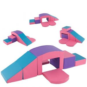 HOMFME Parcours Motricit&eacute; B&eacute;b&eacute; 6 Blocs Convertible avec Tunnel, Escaliers, Escalade et Rampe, Aire de Jeux Int&eacute;rieur avec Housse Amovible &Eacute;tanche, Fermeture Auto-Agrippante, Id&eacute;al pour Enfant (HOMFME, neuf)