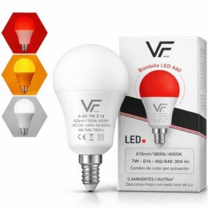 VERLSA ampoule de sommeil &ndash; lampe lumi&egrave;re m&eacute;latonine, lumi&egrave;re rouge 7W-E14 &ndash; veilleuse rouge 3 tonalit&eacute;s-ambre 1600, full spectrum 4000k - &eacute;quilibre le rythme circadien (MG Select, neuf)