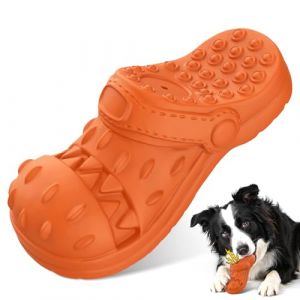 Jewyow Jouet &agrave; m&acirc;cher indestructible, en caoutchouc naturel, durable et flexible, avec ar&ocirc;me de b&oelig;uf, pour mastication et utilisation fortes, pour chiens de taille moyenne et grande (orange) (Petoneda, neuf)