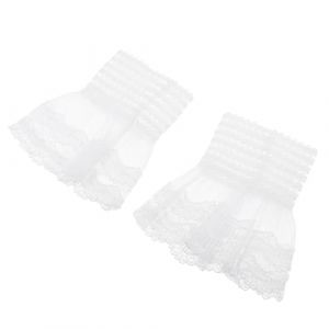VILLCASE Manchettes en Dentelle en Mousseline Blanche Paire Amovible et Ajustable Taille Unique Accessoires pour Costumes Victoriens Tenues Lolita et Robes de Mari&eacute;e (Farrar Fae, neuf)