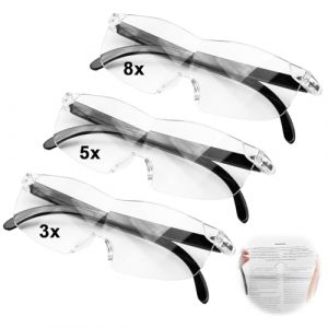 Joynine Lunettes Loupe Grossissantes 3Pcs 300% 500% 800% pour Personnes &Acirc;g&eacute;es et Porteurs de Lunettes Loupe Lecture Anti Lumi&egrave;re Bleue Lunettes Grossissantes pour Couture Lecture Mod&eacute;lisme R&eacute;paration (YaQiTianTong, neuf)