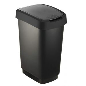 Rotho Salsa Poubelle 50 l avec couvercle, plastique (PP) sans BPA, noir, 50 l (40,1 x 29,8 x 60,2 cm) (Rotho Kunststoff GmbH, neuf)