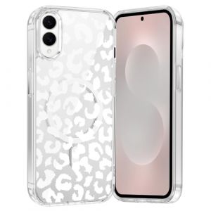Saqmkil Coque Magn&eacute;tique pour Samung Galaxy S25 Edge 5G 6,7",Compatible avec MagSafe, Transparente Fille Etui avec Aesthetic Motif L&eacute;opard,Souple Silicone Case Housse Cover pour Samung S25 Edge, Blanc (HEILALA VANILLA, neuf)