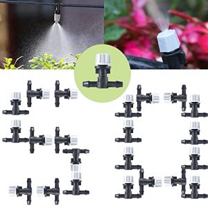 50PCS Syst&egrave;me Irrigation Jardin Kit d'Irrigation Goutte &agrave; Goutte Automatique Micro +Tee Joint de Tuyau, Buse Brumisateur D'eau Terrasse Jardin Plant&eacute; Ext&eacute;rieur Mini d'Arrosage Dripper Al&eacute;soir Gicleur (ELEpure, neuf)