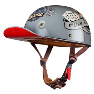 Moto Casquette De Baseball Demi-Casques De Moto Scooter Cyclomoteur Casques À Face Ouverte Hommes Et Femmes Casque Mobylette Moto Bols ECE Homologué Vintage Casque Jet 15,L:58-60CM (LvQiuLian, neuf)