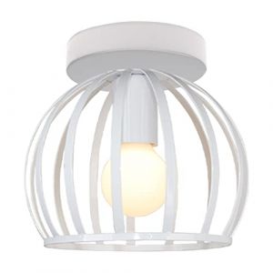 STOEX Plafonnier Vintage Industrielle Design Forme Cage Pastèque Métal, Lampe de Plafond Luminaire LED pour Salon Chambre Salle à manger, Blanc (STOEX, neuf)