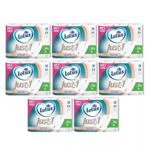 Papier Toilette Lotus Just 1 Blanc 6 Rouleaux Ultra Doux Haute Qualit&eacute; - lot de 8 - Offre Sp&eacute;ciale (Maxi&Mini, neuf)