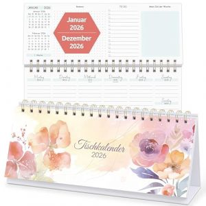 KONVINIT Calendrier de bureau 2026 avec support - Calendrier hebdomadaire 2026 - 1 semaine sur 2 pages - Calendrier de bureau avec notes, t&acirc;ches &agrave; faire et objectif hebdomadaire - Format 2026 : 29,7 x (KONVINIT, neuf)