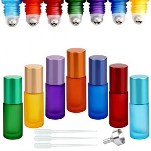 DKBT Flacon Roll On Vide 5ml 7pcs Roll On Huile Essentielle Vide Bouteil Brun Verre Flacon Roller Rechargeable Avec Bille en Acier Inoxydable pour Parfums Aromathérapie Massage Voyage(7 couleurs) (Tianxinge Trading, neuf)