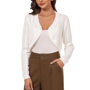 Gyabnw Boléro Cardigan à Manches Longues Gilet Femme Tricoté Ajouré Boléro Chic et Elégant au Printemps et à L'automne Veste Cardigan de Mariage Robe de Soirée (XUN Fashion, neuf)