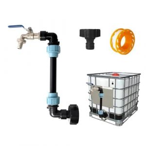 Robinet à col de Cygne IBC,Adaptateur de Réservoir IBC Adaptateur Cuve S60x6,Raccord Cuve 1000 litres,Adaptateur IBC 3/4" pour Robinet de réservoir d'eau de Pluie, Remplissage Pratique de l'arrosoir (HUAXIAOWU, neuf)