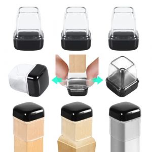 RCHYFEED 15-19mm Embouts pour Pieds de Chaise avec Fond en T&eacute;flon, 24 pcs Protection Pied de Chaise Carr&eacute; Silicone Couvre-Jambes de Meuble, Patins en T&eacute;flon 1,25" pour R&eacute;sistants Rayures et &Eacute;lastique (RCHYFEED-FR, neuf)