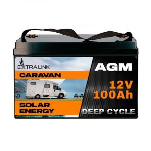 Extralink Batterie AGM 12V 100Ah - Batterie Decharge Lente sans Entretien, Anti-Fuite, Deep Cycle - Batterie Solaire, Camping-Car, UPS, Système Autonome, Alimentation de Secours (Batna_24, neuf)