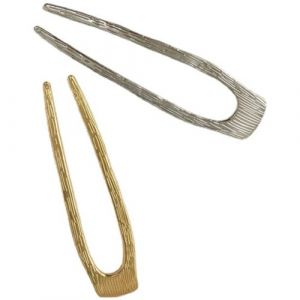 SEWACC Lot de 2 &Eacute;pingles &agrave; Chignon Fran&ccedil;aises en M&eacute;tal Bross&eacute; Grandes Fourchettes &agrave; Cheveux U pour Chignon et Bun Accessoires de Coiffure &Eacute;l&eacute;gants pour Femmes Couleur Or et Argent&eacute; (Quick Research Sha, neuf)