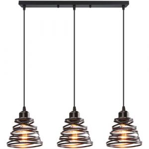 iDEGU 3 Lumières Suspension Luminaire Rétro Créatif Lustre Plafonnier de Design à Spirale en Cascade Vintage Métal E27 Lampe Suspension Industrielle pour Salon Salle à Manger, 15cm (3 Lampes Noir B) (IDEGU, neuf)