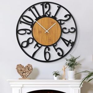 Mee 2ou Horloge Murale Design Moderne et Vintage, 80cm/ 32 Pouces Silencieuse sans Tic-Tac, Grande Horloge Murale Géante XXL, Disponible en 34cm, 40cm, 50 cm, 60 cm, 80 cm pour le Salon Cuisine Bureau (WEI JIE UK Store, neuf)