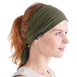 CHARM Bandana Cheveux Homme en Viscose, Bandeau Pirate Femme Pré Attaché, Foulard Danse Style Boheme, Deguisement Ninja, Serre Tete Japonais pour Yoga, Arts Martiaux Et Kickboxing Kaki (casualbox Japan, neuf)