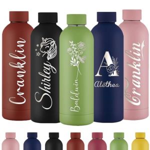Gourde Personnalisée Bouteille d'Eau Gravée Avec Nom Bouteille d'Eau Isolée En Acier Inoxydable 500ml Pour l'École Le Bureau Et Le Sport (XingheUS, neuf)